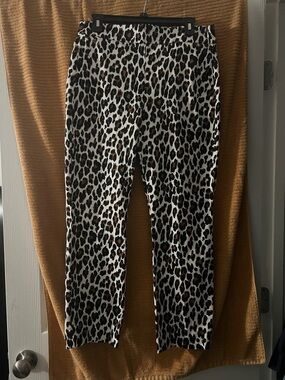 J. Crew Leopard Print Stretch Pants - Black, White & Brown